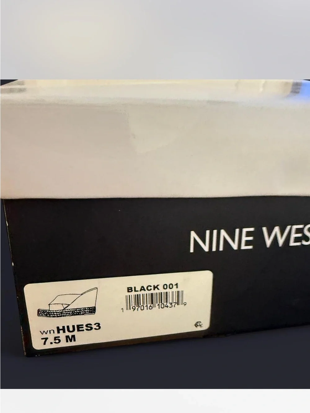 Nine West Black Leather Espadrille Platform Wedges